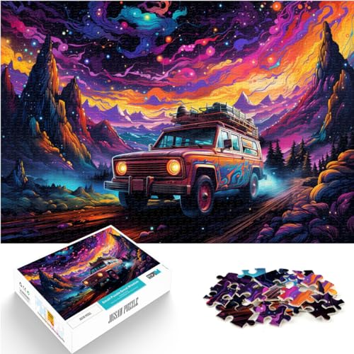 Puzzle für Erwachsene, 300 Teile, Bunte, psychedelische Autos, für Erwachsene und Kinder ab 12 Jahren, Holzpuzzle, Cartoon-Puzzle, Größe: 26 x 38 cm von LXQING