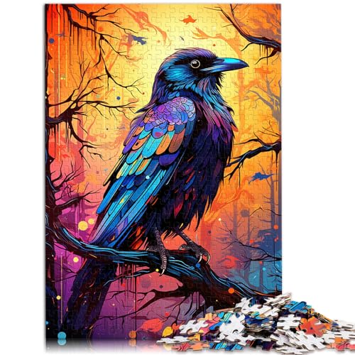 Puzzle für Erwachsene, 300 Teile, Bunte Fantasiekrähe, Holzpuzzle für Erwachsene und Kinder, Lernspielzeug, Größe: 26 x 38 cm von LXQING