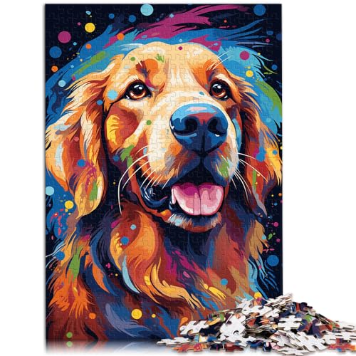 Puzzle für Erwachsene, 300 Teile, Bunter Psychedelischer Golden Retriever im Weltraum, für Erwachsene und Kinder ab 12 Jahren, Holzpuzzle, Lernspiel, Herausforderungsspielzeug, Größe: 26 x 38 cm von LXQING