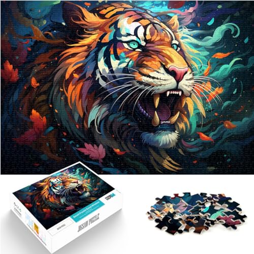 Puzzle für Erwachsene, 300 Teile, Geheimnisvoller bunter Tiger, Holzpuzzle für Erwachsene und Kinder ab 12 Jahren, Puzzlespielzeug zur Heimdekoration, Größe: 26 x 38 cm von LXQING