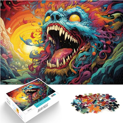 Puzzle für Erwachsene, 300 Teile, Monster auf Buntem Hintergrund, für Erwachsene und Kinder ab 12 Jahren, Holzpuzzle, Lernspiel, Herausforderungsspielzeug, Größe: 26 x 38 cm von LXQING