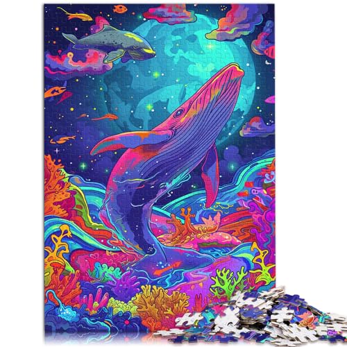 Puzzle für Erwachsene, 300 Teile, Psychedelischer bunter Wal, für Erwachsene und Kinder ab 12 Jahren, Holzpuzzle, tolles Geschenk für Erwachsene, Größe: 26 x 38 cm von LXQING