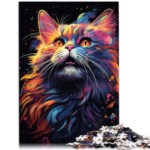 Puzzle für Erwachsene, 300 Teile, farbenfrohe exotische Katze, für Erwachsene und Kinder ab 12 Jahren, Holzpuzzle, Holzpuzzle für Familienspiele und Heimdekoration, Größe: 26 x 38 cm von LXQING