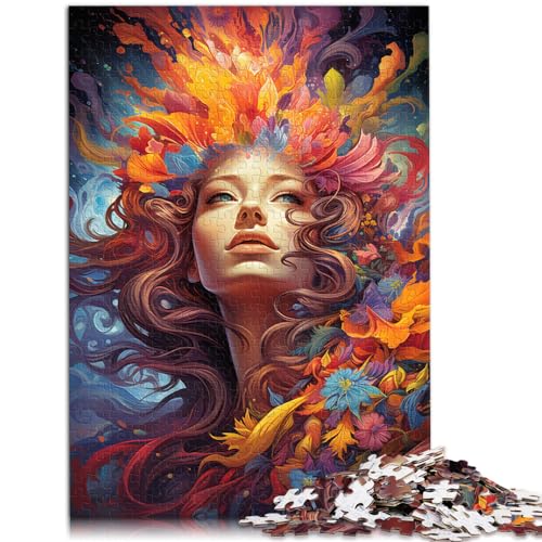 Puzzle für Erwachsene, 300 Teile, farbenfrohe psychedelische Göttin, für Erwachsene und Kinder ab 12 Jahren, Holzpuzzle, Lernspiel, Herausforderungsspielzeug, Größe: 26 x 38 cm von LXQING