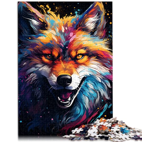 Puzzle für Erwachsene, 300 Teile, farbenfrohes psychedelisches Fuchstier, für Erwachsene und Kinder ab 12 Jahren, Holzpuzzle, Familienspiele, Größe: 26 x 38 cm von LXQING