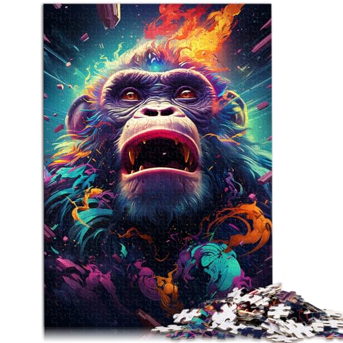 Puzzle für Erwachsene, 500 Teile, „Bunte Psychedelia“ von Galaxy Monkeys, für Erwachsene und Kinder ab 12 Jahren, Holzpuzzle für Erwachsene, tolles Geschenk für Erwachsene, Größe: 38 x 52 cm von LXQING