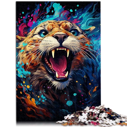 Puzzle für Erwachsene, 500 Teile, „Bunter Leopard“ malen, für Erwachsene und Kinder ab 12 Jahren, Holzpuzzle, Spielspielzeug für Erwachsene, Größe: 38 x 52 cm von LXQING