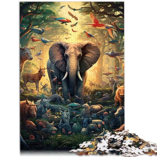 Puzzle für Erwachsene, 500 Teile, Afrikanische Tiere, für Erwachsene und Kinder ab 12 Jahren, Holzpuzzle, entspannendes geistiges Lernspielzeug, Größe: 38 x 52 cm von LXQING