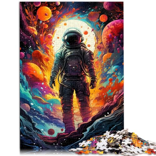 Puzzle für Erwachsene, 500 Teile, Astronaut auf Weltraumreise, für Erwachsene und Kinder, Holzpuzzle für Erwachsene, lustige Puzzlespiele, Größe: 38 x 52 cm von LXQING