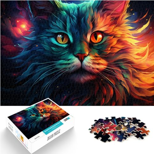 Puzzle für Erwachsene, 500 Teile, Bunte Katzenzeichnung, für Erwachsene, Familien-Holzpuzzle für Erwachsene, Cartoon-Puzzle, Größe: 38 x 52 cm von LXQING