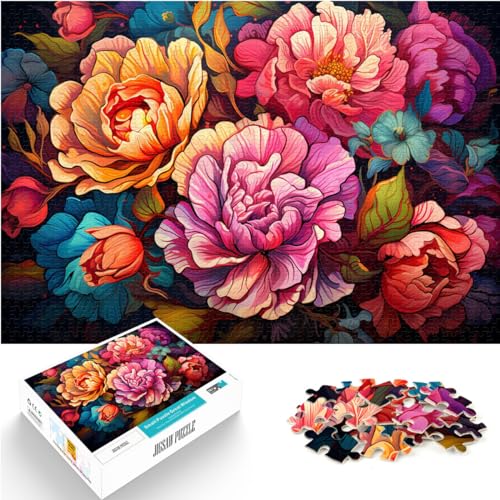 Puzzle für Erwachsene, 500 Teile, Fantasie, Bunte Blumen, für Erwachsene und Kinder ab 12 Jahren, Holzpuzzle, Familienaktivitätspuzzle, Größe: 38 x 52 cm von LXQING