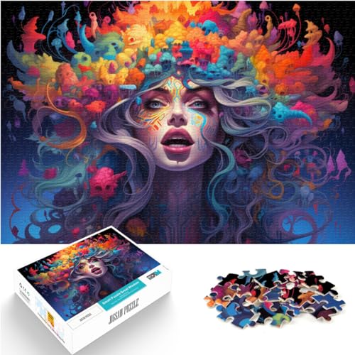 Puzzle für Erwachsene, 500 Teile, Fantasievolle, farbenfrohe Frauenkunst, für Erwachsene und Kinder ab 12 Jahren, Holzpuzzle, einzigartige Geburtstags, Größe: 38 x 52 cm von LXQING