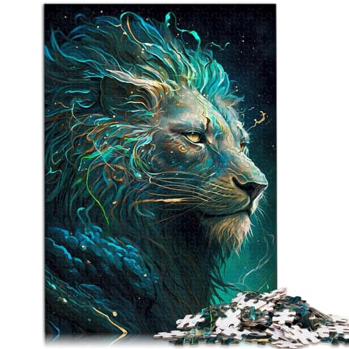 Puzzle für Erwachsene, 500 Teile, Fantasievoller Löwe, für Erwachsene und Kinder ab 12 Jahren, Holzpuzzle für Erwachsene, Geschenkspielzeug, Größe: 38 x 52 cm von LXQING