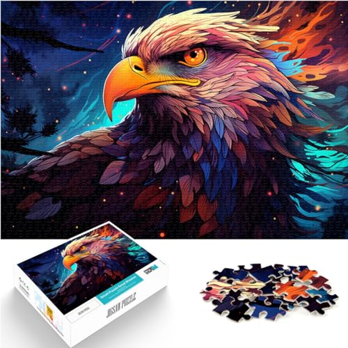 Puzzle für Erwachsene, 500 Teile, Fantasievoller bunter Adler, Holzpuzzle für Erwachsene und Kinder ab 12 Jahren, Auffälliges Design, Größe: 38 x 52 cm von LXQING