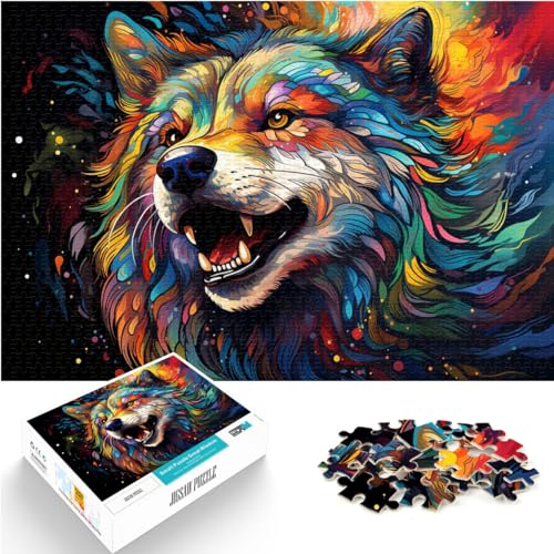 Puzzle für Erwachsene, 500 Teile, Fantasy-Wolf, farbenfrohe Kunst, für Erwachsene und Jugendliche ab 12 Jahren, Holzpuzzle, zum Zeitvertreib zu Hause, Größe: 38 x 52 cm von LXQING