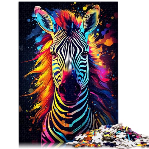 Puzzle für Erwachsene, 500 Teile, Farbiges Zebra, für Erwachsene und Kinder ab 12 Jahren, Holzpuzzle, Spielzeug-Wanddekoration, Größe: 38 x 52 cm von LXQING