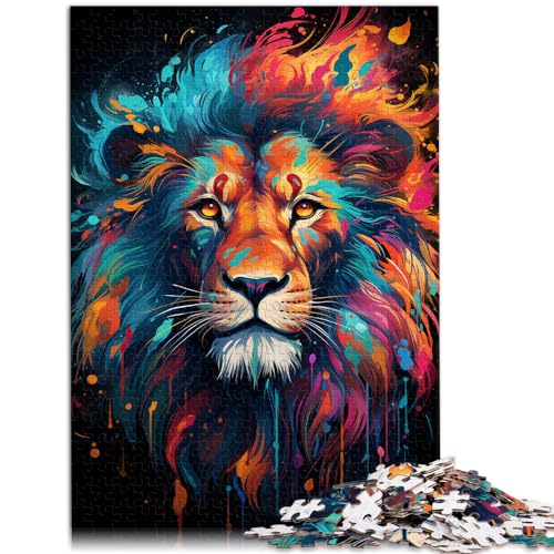 Puzzle für Erwachsene, 500 Teile, Löwe zum Ausmalen, für Erwachsene und Jugendliche ab 12 Jahren, Holzpuzzle, lustige Puzzlespiele, Größe: 38 x 52 cm von LXQING