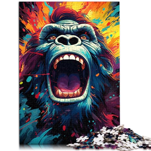 Puzzle für Erwachsene, 500 Teile, Orang-Utan-Malerei, für Erwachsene und Kinder, Holzpuzzle für Erwachsene, lustige Puzzlespiele, Größe: 38 x 52 cm von LXQING