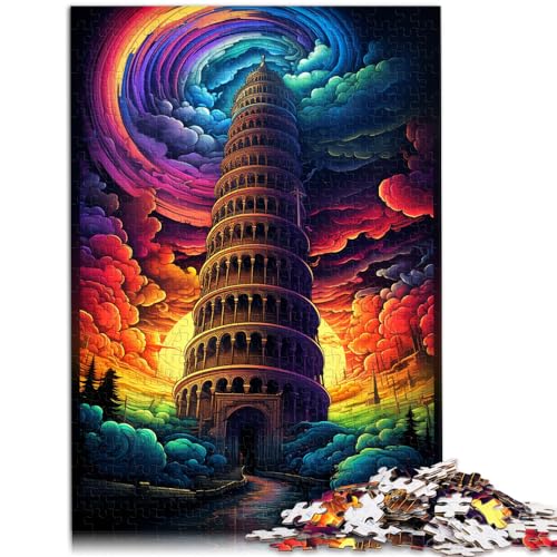 Puzzle für Erwachsene, 500 Teile, Schiefer Turm von Pisa, Italien, für Erwachsene und Kinder ab 12 Jahren, Holzpuzzle für Erwachsene, Auffälliges Design, Größe: 38 x 52 cm von LXQING