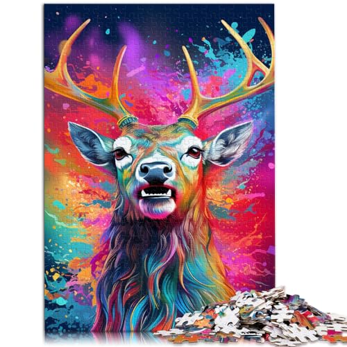 Puzzle für Erwachsene, 500 Teile, Tier-Elch, für Erwachsene und Kinder ab 12 Jahren, Holzpuzzle, Lernspiel, Herausforderungsspielzeug, Größe: 38 x 52 cm von LXQING