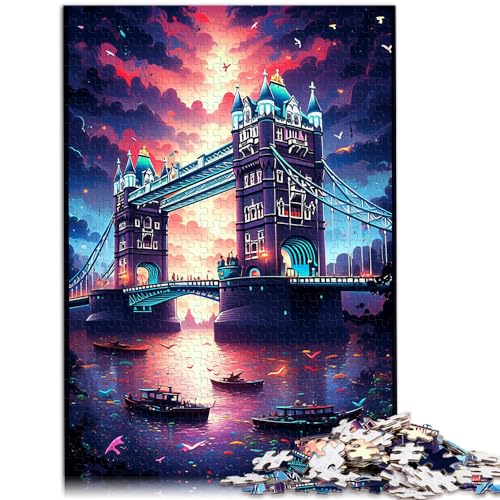 Puzzle für Erwachsene, 500 Teile, Tower Bridge, England, für Erwachsene und Kinder ab 12 Jahren, Holzpuzzle, einzigartiges Herausforderungsspiel, Größe: 38 x 52 cm von LXQING