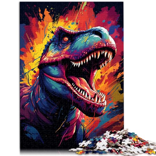 Puzzle für Erwachsene, 500 Teile, Wilder bunter Dinosaurier, Holzpuzzle als Geschenk für Erwachsene, Lernspiel, Größe: 38 x 52 cm von LXQING