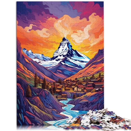 Puzzle für Erwachsene, 500 Teile, Zermatt, bunt, für Erwachsene und Kinder, Holzpuzzle für Erwachsene, anspruchsvolle Familie, Größe: 38 x 52 cm von LXQING