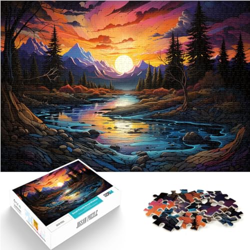 Puzzle für Erwachsene, 500 Teile, farbenfrohe, psychedelische, künstlerische Landschaft, Holzpuzzle für Erwachsene und Familien, zum Stressabbau, Größe: 38 x 52 cm von LXQING