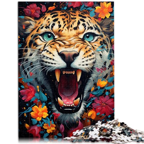 Puzzle für Erwachsene, 500 Teile, farbenfrohe, psychedelische Leopardenfarbe, für Erwachsene und Kinder ab 12 Jahren, Holzpuzzle, Denkspiel, Spielzeug, Größe: 38 x 52 cm von LXQING