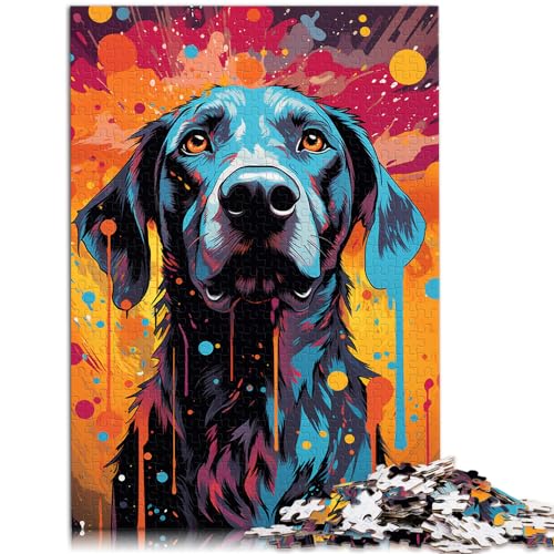 Puzzle für Erwachsene, 500 Teile, farbenfrohe Psychedelie serbischer Jagdhunde in Belgrad, für Erwachsene und Kinder ab 12 Jahren, Holzpuzzle, Lernspiel, Herausforderungsspielzeug, Größe: 38 x 52 cm von LXQING