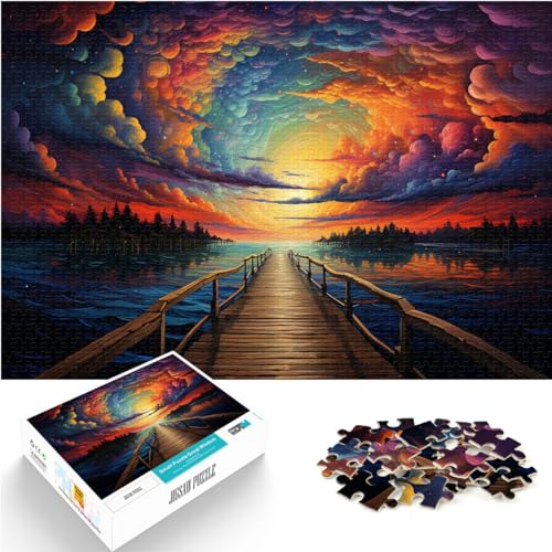 Puzzle für Erwachsene, 500 Teile, farbenfrohe psychedelische Landschaft, geeignet für Erwachsene und Kinder ab 12 Jahren, Holzpuzzle, Lernpuzzle, Familienspiel, Größe: 38 x 52 cm von LXQING