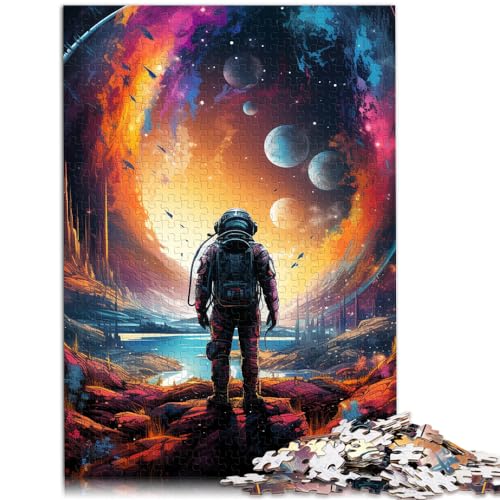 Puzzle für Erwachsene, 500 Teile, farbenfroher Astronaut, für Erwachsene und Kinder ab 12 Jahren, Holzpuzzle, Denkspiel, Größe: 38 x 52 cm von LXQING