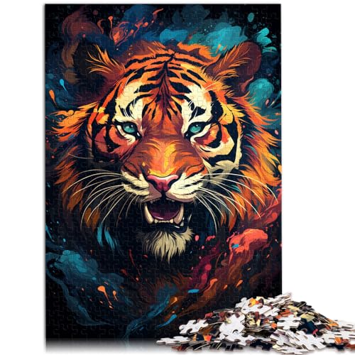 Puzzle für Erwachsene, 500 Teile, farbenfrohes Gemälde eines Tigers, für Erwachsene und Kinder ab 12 Jahren, Holzpuzzle, Denkspiel, Spielzeug, Größe: 38 x 52 cm von LXQING