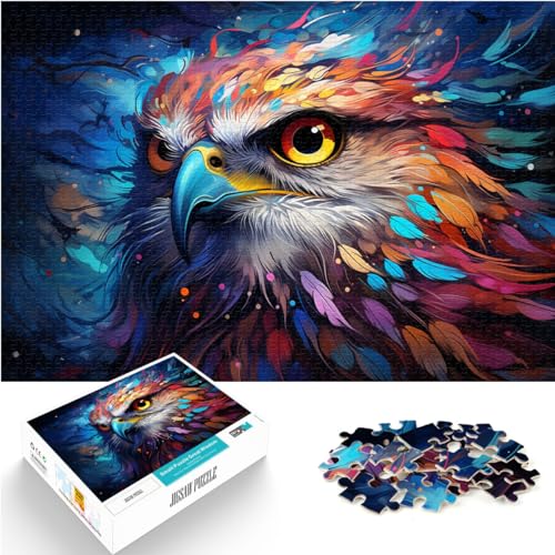 Puzzle für Erwachsene, 500 Teile, farbenfrohes psychedelisches Adlertier, für Erwachsene und die ganze Familie, Holzpuzzle, Puzzlespiel, Größe: 38 x 52 cm von LXQING