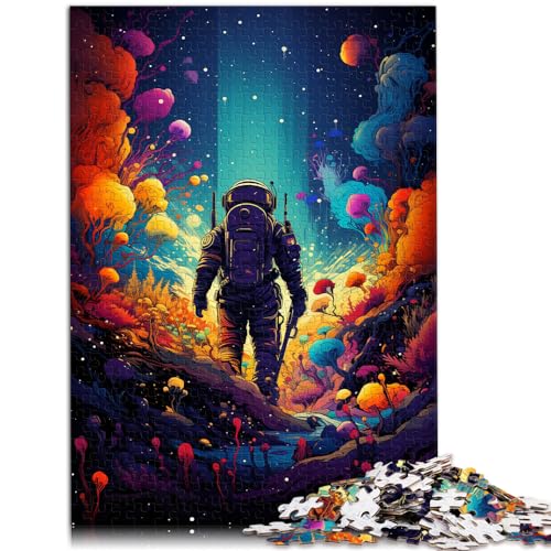 Puzzle für Erwachsene 1000, Astronauten Spielen im farbenfrohen Weltraum, Puzzles für 12-Jährige, Holzpuzzles, Familienpuzzlespiel, Größe: 50 x 75 cm von LXQING