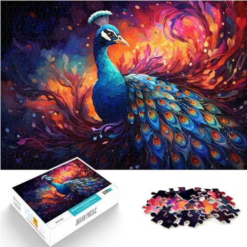 Puzzle für Erwachsene 1000, Fantasievoller bunter Pfau, Geeignet für Kinder ab 12 Jahren, Holzpuzzle, Denkspiel, Größe: 50 x 75 cm von LXQING