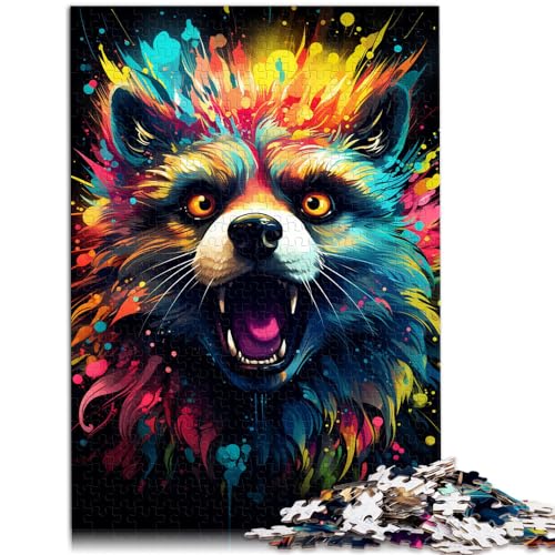 Puzzle für Erwachsene 1000, Waschbär zum Ausmalen, Holzpuzzle für Teenager und Kinder, Lernspiel, Herausforderungsspielzeug, Größe: 50 x 75 cm von LXQING