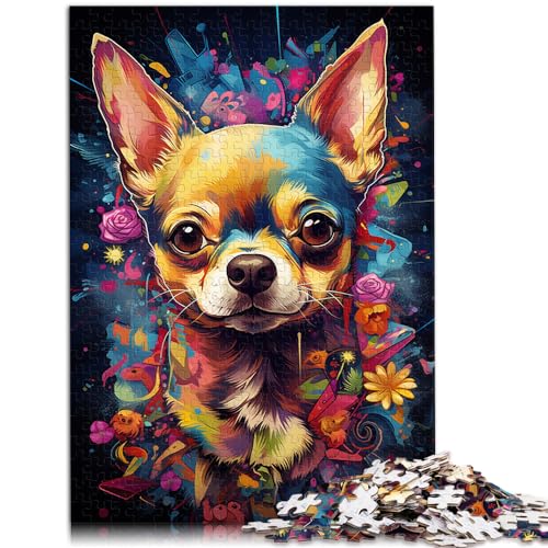 Puzzle für Erwachsene mit 1000 Teilen, Chihuahua-Hund zum Ausmalen, für Erwachsene und Familien, Holzpuzzle, Lernpuzzle, Familienspiel, Größe: 50 x 75 cm von LXQING