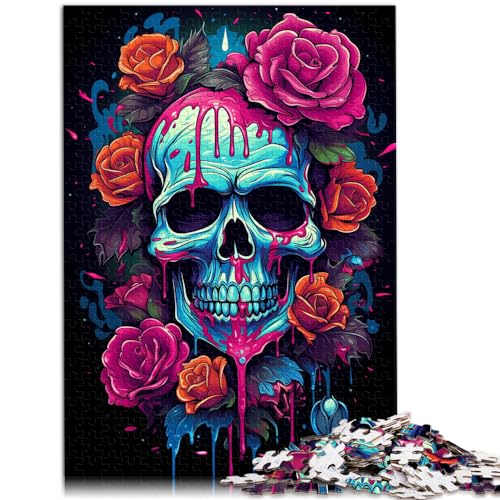 Puzzle für Erwachsene mit 500 Teilen, Bunter Psychedelischer Totenkopf und Rosen, für Erwachsene und Kinder ab 12 Jahren, Holzpuzzle, Spielspielzeug für Erwachsene, Größe: 38 x 52 cm Puzzle für Erwachsene mit 500 Teilen, Bunter Psychedelischer Totenkopf und Rosen, für Erwachsene und Kinder ab 12 Jahren, Holzpuzzle, Spielspielzeug für Erwachsene, Größe: 38 x 52 cm von LXQING