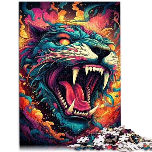 Puzzle für Erwachsene und Kinder, 1000 Teile, farbenfrohes Psychedelisch von Fire Predator, für Erwachsene und Kinder ab 12 Jahren, Holzpuzzle, interessantes Puzzle zur Stressreduzierung,50 x 75 cm von LXQING