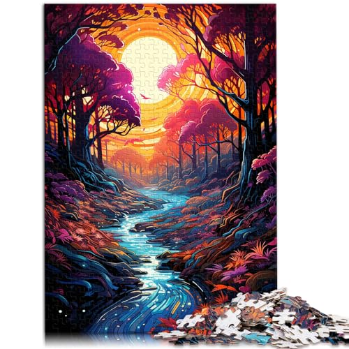 Puzzle für Erwachsene und Kinder, 300 Teile, Bunter Psychedelischer Wald, für Erwachsene und Kinder ab 12 Jahren, Holzpuzzle, Unterhaltung, Größe: 26 x 38 cm von LXQING