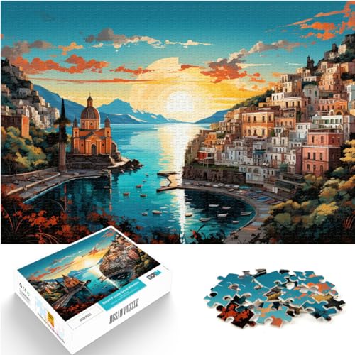 Puzzle für Erwachsene und Kinder, 500 Teile, Amalfiküste ausmalen, Puzzle für 12-Jährige, Holzpuzzle, Frauen, Größe: 38 x 52 cm von LXQING