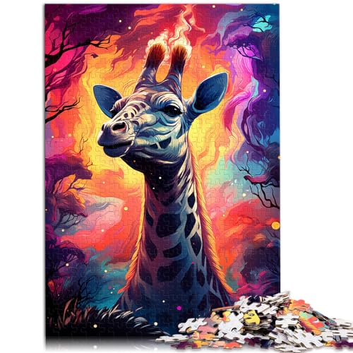 Puzzle für Erwachsene und Kinder, 500 Teile, farbenfrohe psychedelische magische Giraffe, für Erwachsene und Kinder ab 12 Jahren, Holzpuzzle, tolles Geschenk für Erwachsene, Größe: 38 x 52 cm von LXQING