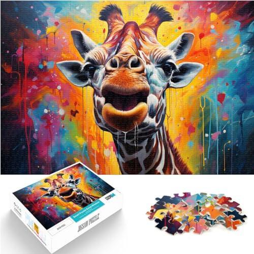 Puzzle mit 1000 Teilen, farbenfrohe psychedelische Giraffenkunst, für Erwachsene und Kinder ab 12 Jahren, Holzpuzzle, Denkspiel, Größe: 50 x 75 cm von LXQING