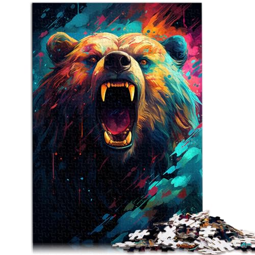 Puzzle mit 1000 Teilen, farbenfroher Psychedelischer Malbär, geeignet für Erwachsene und Jugendliche ab 12 Jahren, Holzpuzzle, Denkspiel, Spielzeug, Größe: 50 x 75 cm von LXQING