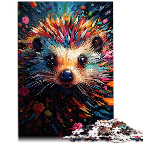 Puzzle mit 1000 Teilen für Erwachsene, Igel zum Ausmalen, für Erwachsene und Familien, Holzpuzzle, tolles Geschenk für Erwachsene, Größe: 50 x 75 cm von LXQING