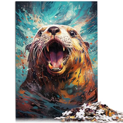 Puzzle mit 1000 Teilen für Erwachsene, Seeotter zum Ausmalen, für Erwachsene und Kinder ab 12 Jahren, Holzpuzzle, schwierige Puzzles für Frauen und Männer, Größe: 50 x 75 cm von LXQING