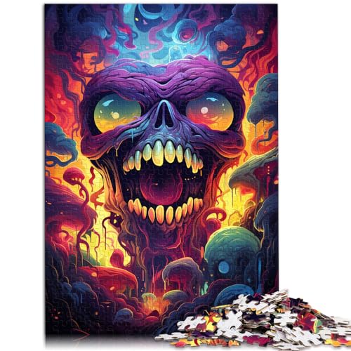 Puzzle mit 1000 Teilen für Erwachsene, farbenfrohes psychedelisches Neonmonster, für Erwachsene und Kinder ab 12 Jahren, Holzpuzzle, Lernspiele, Heimdekorationspuzzle, Größe: 50 x 75 cm von LXQING