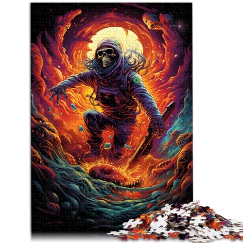 Puzzle mit 300 Teilen, Skateboard-Skelett, für Erwachsene und Jugendliche ab 12 Jahren, Holzpuzzle, Lernpuzzle, Familienspiel, Größe: 26 x 38 cm von LXQING