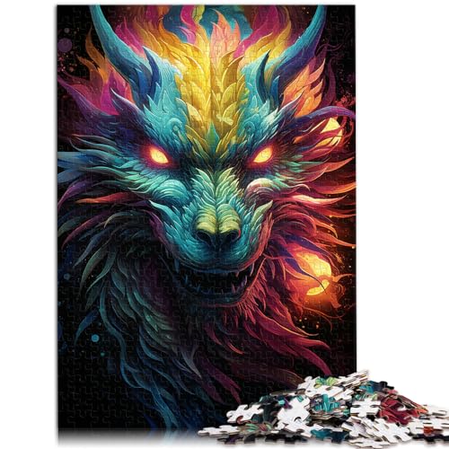 Puzzles für Erwachsene, 1000 Puzzles, „Bunter Drachen malen“, für Erwachsene und Kinder ab 12 Jahren, Holzpuzzles, lustiges Puzzle für die ganze Familie, Größe: 50 x 75 cm von LXQING